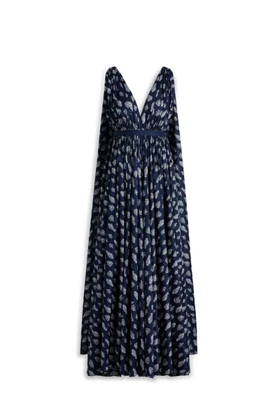 Scanlan Theodore Polished Voile Paisley Gown In Blue