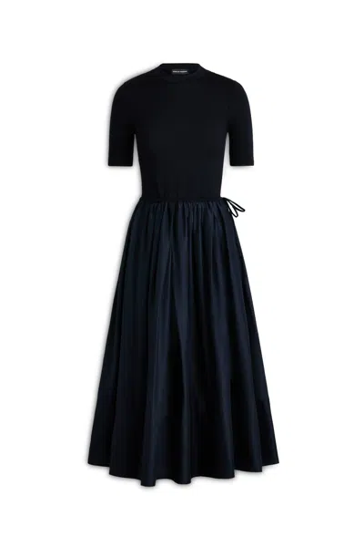 Scanlan Theodore Polished Voile Sweater Dress In Blue