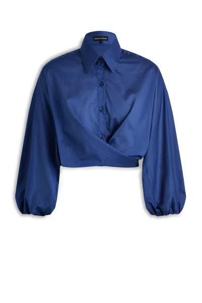 Scanlan Theodore Polished Voile Wrap Shirt In Blue