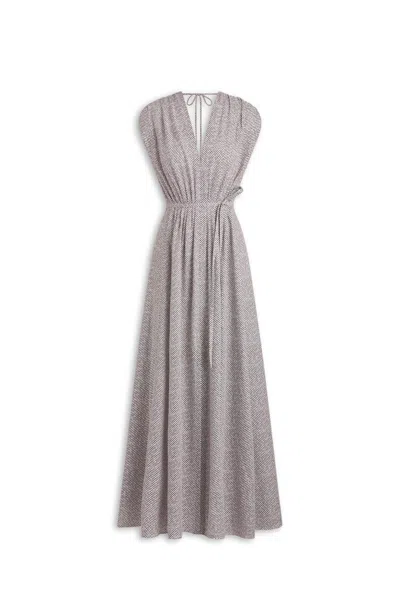 Scanlan Theodore Printed Linen Long Dress In Neutral