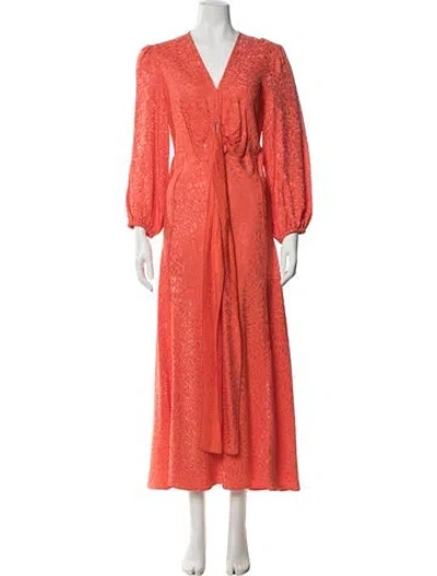 Pre-owned Scanlan Theodore Printed Long Dress In Orange
