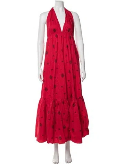 Pre-owned Scanlan Theodore Printed Long Dress In Red
