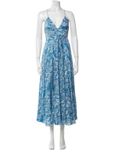 Pre-owned Scanlan Theodore Printed Midi Length Dress In Blue
