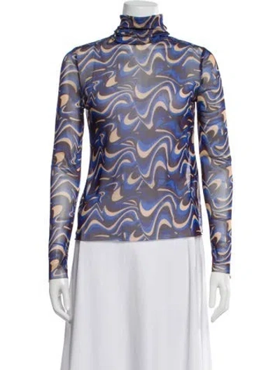 Pre-owned Scanlan Theodore Printed Turtleneck Top In Multi