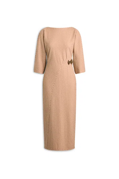 Scanlan Theodore Resin Pencil Dress In Brown