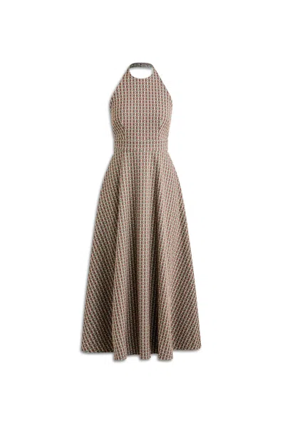 Scanlan Theodore Rope Jacquard Halter Dress In Gray