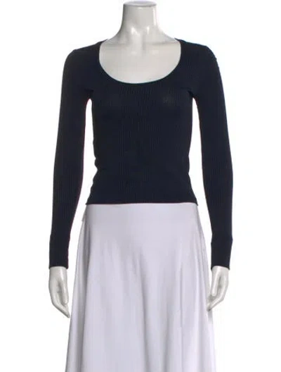 Pre-owned Scanlan Theodore Scoop Neck Long Sleeve Top In Black