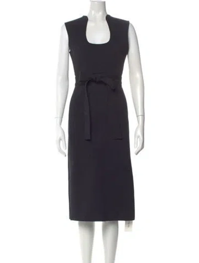 Pre-owned Scanlan Theodore Scoop Neck Midi Length Dress In Blue