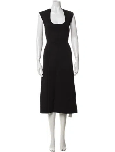Pre-owned Scanlan Theodore Scoop Neck Midi Length Dress In Blue