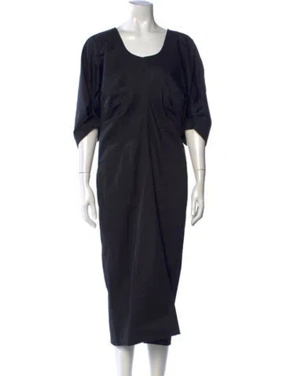 Pre-owned Scanlan Theodore Scoop Neck Midi Length Dress In Blue