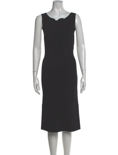 Pre-owned Scanlan Theodore Scoop Neck Midi Length Dress In Gray