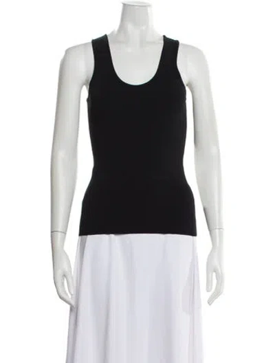 Pre-owned Scanlan Theodore Scoop Neck Sleeveless Top In Black
