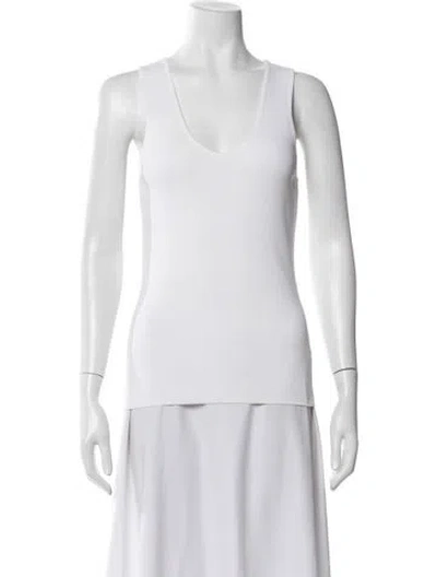Pre-owned Scanlan Theodore Scoop Neck Sleeveless Top In White