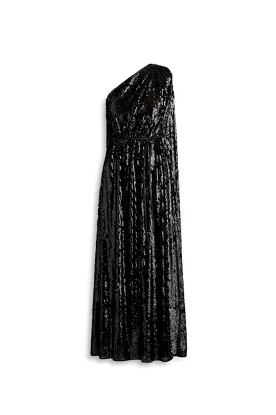 Scanlan Theodore Sequin One Shoulder Dress In Black