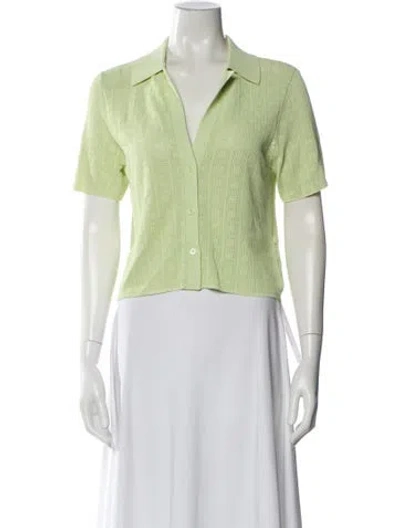 Pre-owned Scanlan Theodore Short Sleeve Button-up Top W/ Tags In Green