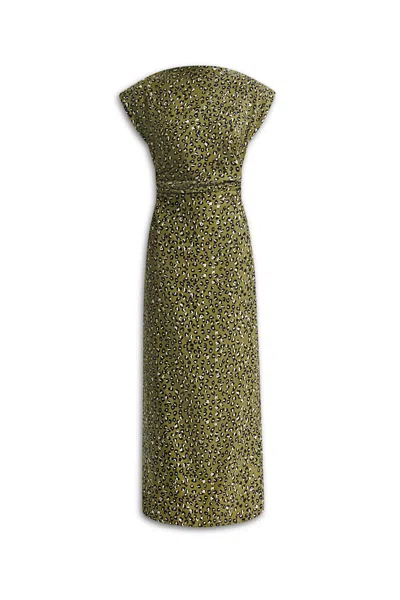 Scanlan Theodore Silk Animal Print Dress In Green