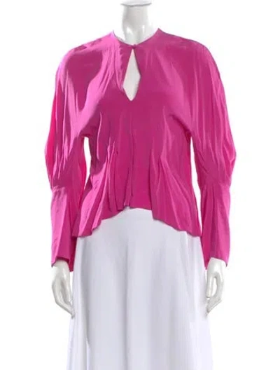 Pre-owned Scanlan Theodore Silk Asymmetrical Blouse In Pink