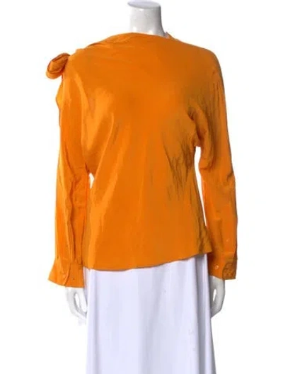Pre-owned Scanlan Theodore Silk Bateau Neckline Blouse In Orange