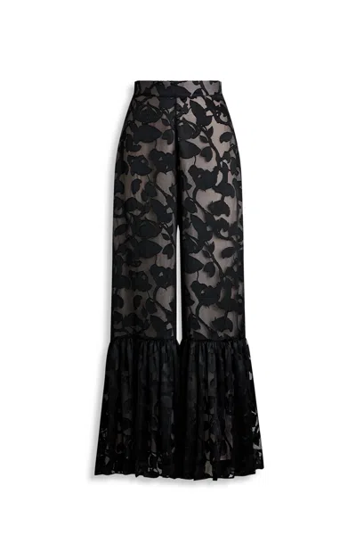 Scanlan Theodore Silk Burnout Satin Tier Trousr In Black