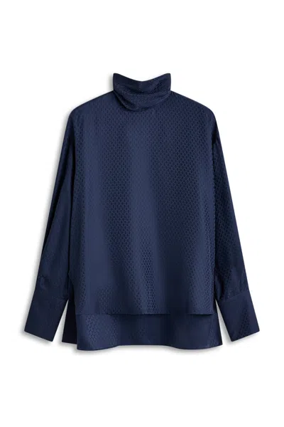 Scanlan Theodore Silk Chain Jacquard Blouse In Indaco Blue
