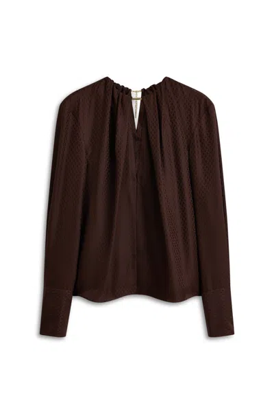 Scanlan Theodore Silk Chain Jacquard Gold Blouse In Brown