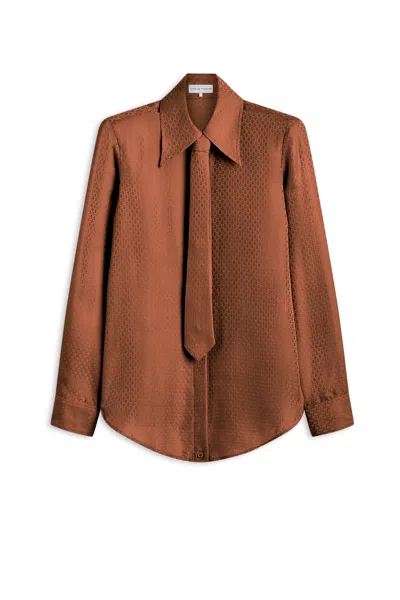 Scanlan Theodore Silk Chain Jacquard Tie Shirt In Brown