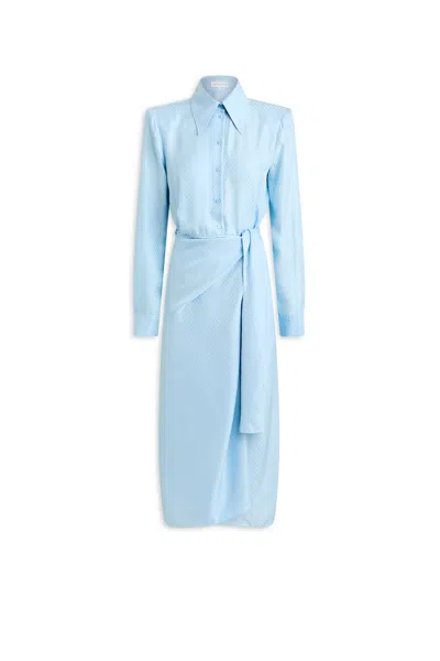 Scanlan Theodore Silk Chain Jacquard Wrap Dress In Blue