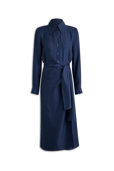 Scanlan Theodore Silk Chain Jacquard Wrap Dress In Blue