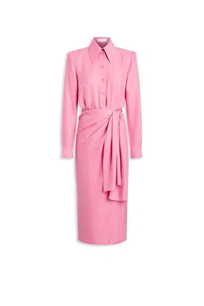 Scanlan Theodore Silk Chain Jacquard Wrap Dress In Pink