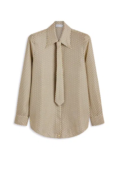 Scanlan Theodore Silk Chain Print Tie Shirt In Brown