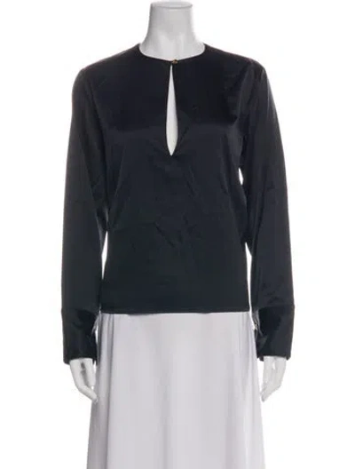 Pre-owned Scanlan Theodore Silk Crew Neck Top In Green