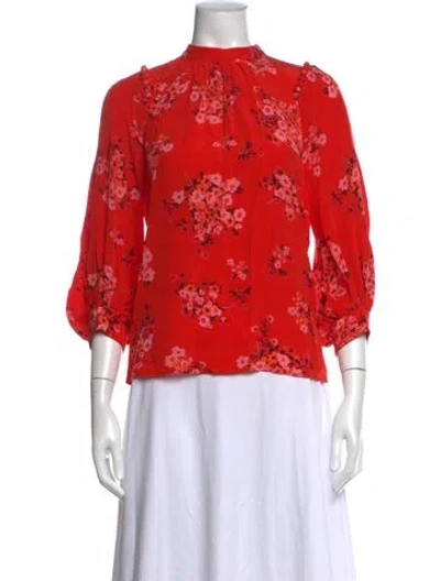 Pre-owned Scanlan Theodore Silk Floral Print Blouse In Multi