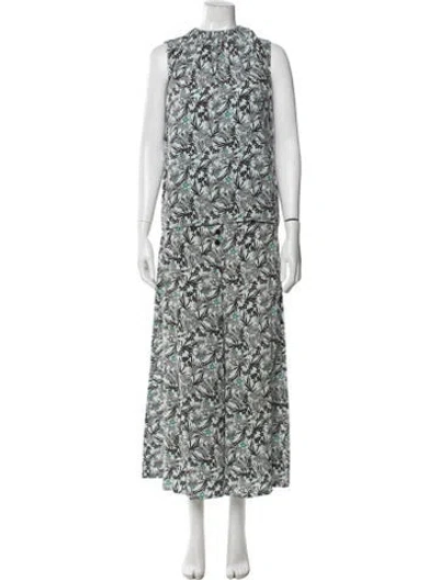 Pre-owned Scanlan Theodore Silk Floral Print Pant Set In Green