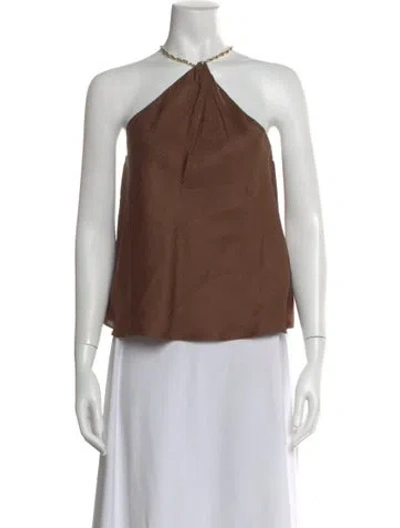 Pre-owned Scanlan Theodore Silk Halterneck Top In Brown