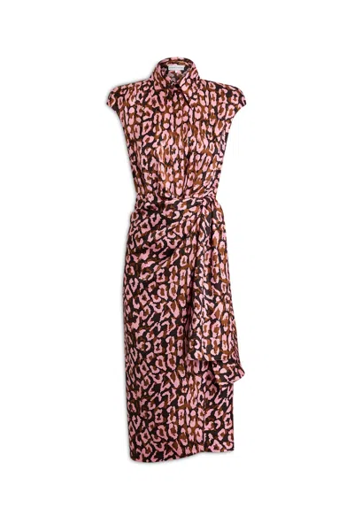 Scanlan Theodore Silk Jacquard Animal Prnt Dress In Multi
