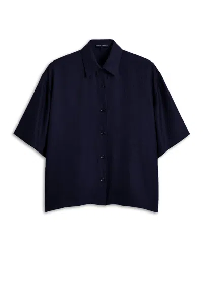 Scanlan Theodore Silk Jacquard Crop Shirt In Blue