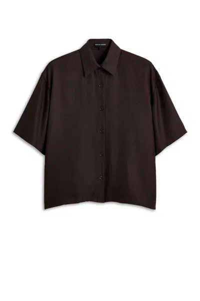 Scanlan Theodore Silk Jacquard Crop Shirt In Brown