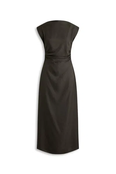 Scanlan Theodore Silk Jacquard Dress In Brown