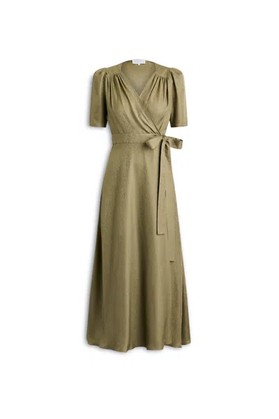 Scanlan Theodore Silk Jacquard Gather Sleeve Dress In Sand