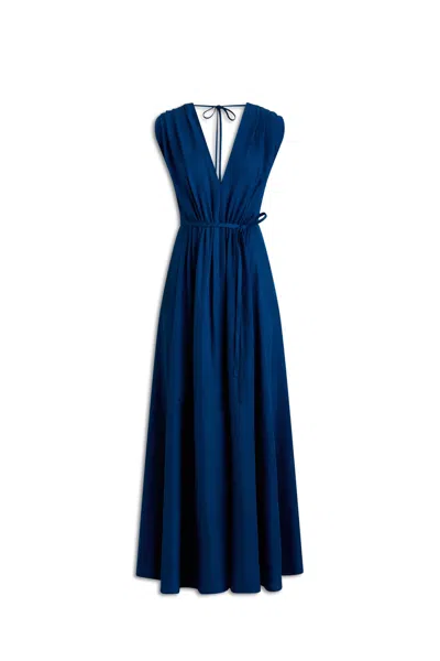 Scanlan Theodore Silk Jacquard Long Dress In Blue