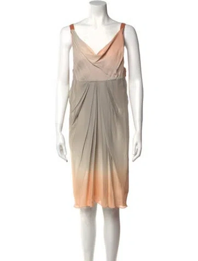 Pre-owned Scanlan Theodore Silk Knee-length Dress In Gray