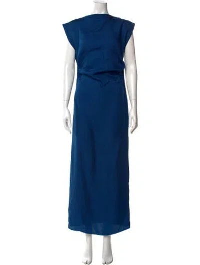 Pre-owned Scanlan Theodore Silk Long Dress In Blue