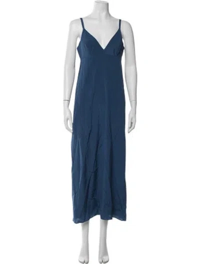 Pre-owned Scanlan Theodore Silk Long Dress In Blue
