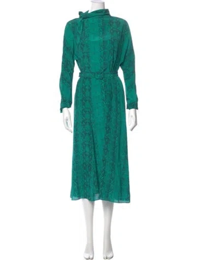 Pre-owned Scanlan Theodore Silk Long Dress In Green
