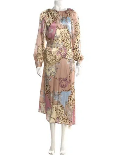 Pre-owned Scanlan Theodore Silk Long Dress In Multi