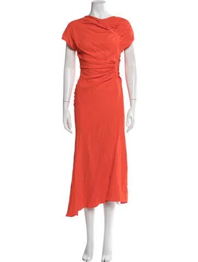 Pre-owned Scanlan Theodore Silk Long Dress In Orange