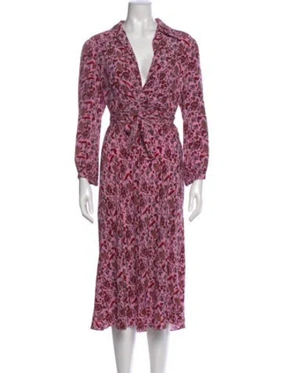 Pre-owned Scanlan Theodore Silk Long Dress In Pink