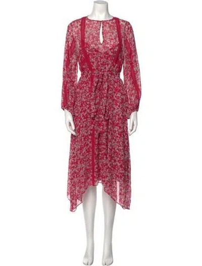 Pre-owned Scanlan Theodore Silk Long Dress In Pink