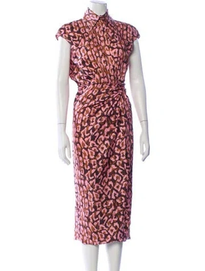 Pre-owned Scanlan Theodore Silk Long Dress In Pink