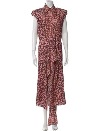 Pre-owned Scanlan Theodore Silk Long Dress In Pink